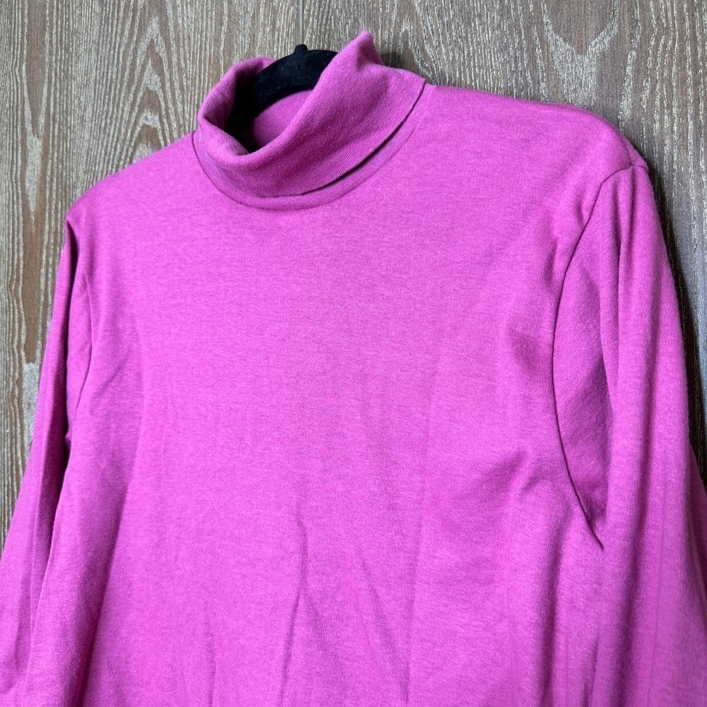 Vintage Woolrich Dark Pink Turtleneck Womens L Cotton Layering Cottagecore - Picture 3 of 4